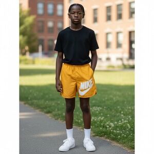 Nike Sportswear Big Kids Athletic Shorts‎ Big Logo Activewear Boys Sz L Orange